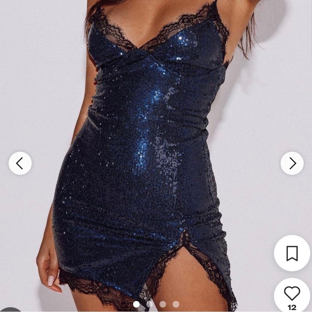 Motel Sexy Dark Blue Sequin Mini Dress